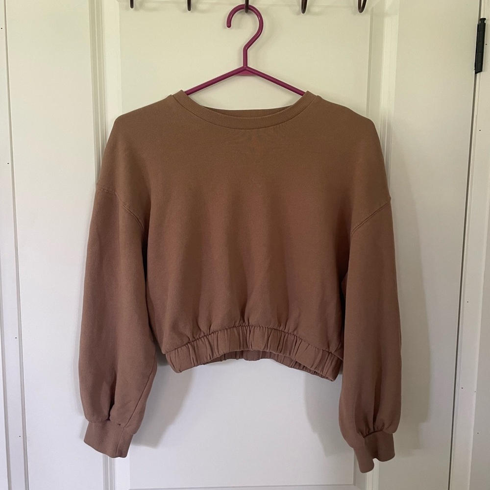 Brown Cropped Sweatshirt Zara